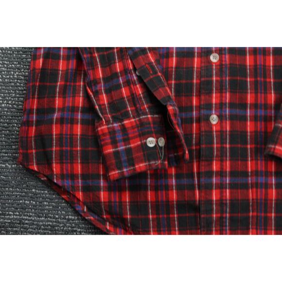 Northcrest Mens Medium Red Plaid Flannel Long Sleeve VTG Lumberjack - Picture 2 of 13